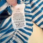 Boden Linen Knit Top Womens Size 14‎ Blue White Stripe Long Sleeve Ruffle Hem Photo 3