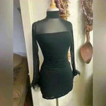 Amanda Uprichard  $238 Black Vixem Mini Dress Ostrich Mesh Ruched Small Photo 2
