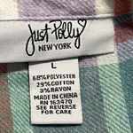 Just Polly New York size large plaid long sleeve casual button up pastel colors Pink Photo 4