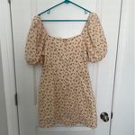 Altar'd State  Floral Print Puffed Sleeve Mini Sundress Beige Women's Size Large Photo 4