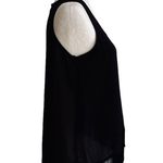 YA Los Angeles Top Blouse Black Silk Blend Sleeveless Fringe Hem Top Small NEW Photo 4