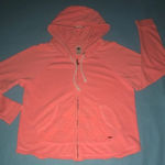 Roxy zip up sweatshirt hoodie,crocheted pocket detail, rope pull strings size M Photo 0