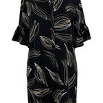 Chico's  Leaf Print Shirt Dress Black Beige Size 8 US Photo 0