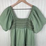 Free People  Easy To Love Cotton Bubble Mini Dress Size Small Sage Green Bohemian Photo 3