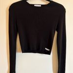 Calvin Klein Jeans Calvin Klein Black Ribbed Long Sleeve Top Photo 0