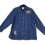 Blair  Womens Size 2XL Blue Jean Denim Embroidered Jacket Pearl Snap Pockets Boho Photo 0