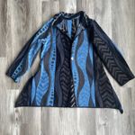 Source Unknown Women's 2 in 1 Reversible Jacket Tapestry‎ Blue Black with Metal Button M Witchy Photo 2