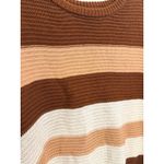 Pink Lily  Striped Knit Sweater Brown Tan Cream Long Sleeve Pullover Size S Photo 1