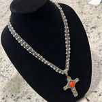 Whimsygoth One of a Kind handcrafted victorian style necklace with Cross pendant Gold Photo 2