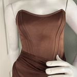 ZARA Brown Satin Corset w/Mock Wrap Attached Skirt Sold Out Size Medium Photo 6
