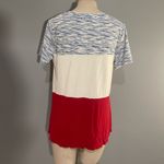 Signature Studio Red white blue color block tie front tee top shirt short sleeve  Photo 1