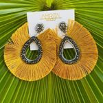 Amrita Singh Silk Fringe & Black Crystal Statement Earrings Photo 1