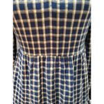 Loft Blue Yellow Plaid Puff Sleeve Swing Long Sleeve Casual Top Blouse Size XS Photo 2