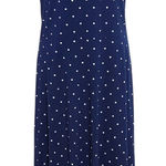 Croft & Barrow Navy Polka Dot Midi Dress Size Medium Preppy Polka Dot Dress Photo 0