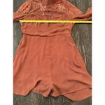 Lush Clothing Lush Women's Burnt Orange Lace Long Sleeve V-Neck Romper Size M Photo 4