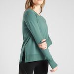 Athleta  Coaster Luxe Sweatshirt Teal Green Size Small Oversized Photo 1