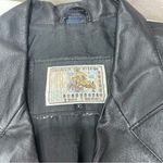 Vtg XL Black Gino Leather Coat Jacket Button Down Whimsigoth Moto Midi Length Photo 3