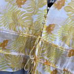 Lucy Paris Yellow Floral V-Neck Blouse ruffle Detail Womens Medium New Photo 3