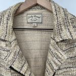 Lucky Brand Women L Marled Moto Jacket Cream Beige Striped Pockets Tweed Casual Photo 3