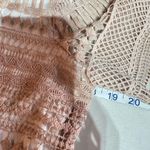 NWT Adiva Beige Crochet Lace Overlay Short Sleeve‎ Top Medium Boho Bohemian Tan Photo 4