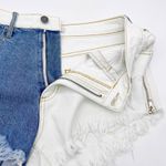 Vanilla Sky Denim Shorts Womens Medium Two Tone Distressed Grunge Rocker Beach Blue Photo 4