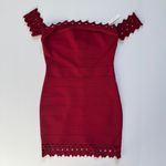 Susana Monaco  Burgundy Red Bandage Eyelet Off Shoulder Dress Size Medium NWT Photo 2