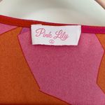 Pink Lily Pink and Orange Geo Print Bodysuit Blouse One Piece Size L Photo 4