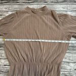 Pull & Bear  Women's Accordion Pleat Blouse XL Extra Large Tan Beige Light Brown Photo 12