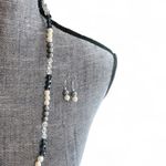 Beaded Necklace Earrings Set Glass Pearls Statement Gift Formal Elegant Wedding Blue Photo 1