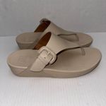 FitFlop  Thong Sandals Womens US 11 EU 43 Lulu Covered Buckle Beige Leather Slide Photo 2