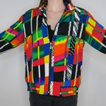 draper's & damon's Vintage 80s Rainbow Geometric Abstract Windbreaker Jacket Photo 0