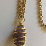 Amethyst Women's Gold Tone Costume Necklace Purple Stone Pendant Nice Gift!! Photo 2