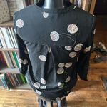 Daniel Rainn  S split neck black hydrangea boho blouse Photo 1