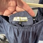 Wild‎ Moss Blue Tiered Dress Medium Square Neck Tie Back Lace Trim Mini Photo 1