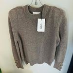 Ba&sh Keane Lace-Up Cuff Wool & Cotton Sweater, Tan, Size Small, DESIGNER, NWT Photo 10