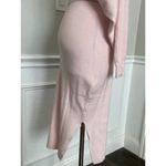 Blush Pink Knit Sweater Dress V Neck Fitted Photo 5