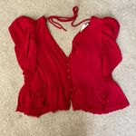 Newbury Kustom  Red Button Up Crop Top Size S Photo 0
