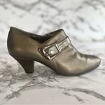 Easy Street  Booties Pewter Faux Leather Snake Embossed Strap 7.5 Shootie Chic Photo 6