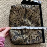 NEW Ulta Beauty Cosmetic Case Bag 8” x 9.75” Gold Black Suede Pattern Tassel NWT Photo 3