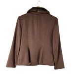 Talbots Faux Fur Collar Wool Herringbone Tweed Button Front Jacket in Brown Sz 8 Photo 9