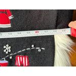 Black Holiday Sweater with Festive Embroidered Decorations Photo 4