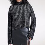 Steve Madden  Black White Marled Mock Neck Knit Sweater Large Photo 0