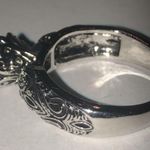 Size 6 Silver Tone & Round Black CZ Solitaire Scroll Design Boho Ring Photo 7