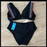 Cupshe  Women's V Neck High Waist Bikini Sets Swimsuit, size Small, Black, NWT Photo 1