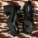 Black faux leather Lolita Mary Jane schoolgirl chunky platform pumps goth shoes dark academia preppy loafers oxfords round toe #grunge #punk #whimsygoth Size 9.5M Photo 0