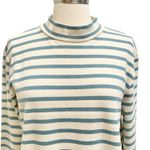 YMC Long Sleeve Striped Mock Neck Top Blue Photo 1