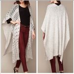 Free People  Womens Cable Knit Poncho Cardigan Sweater Shawl in Grey XS/S Photo 1
