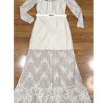 Alexis Guipure Lace PEARLY Ivory keyhole back Rizer Long Dress XS Photo 3