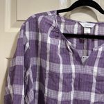 cj banks Women’s  long sleeve split neck blouse purple plus size 3X 24/26W NWT Photo 3