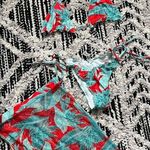 Tropical Leaf Print Bikini Set with Sarong Red Photo 0